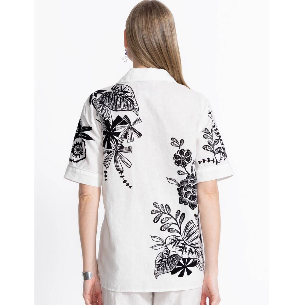 New Johnny Was Linen Camp Shirt, Size L - Picture 2 of 10